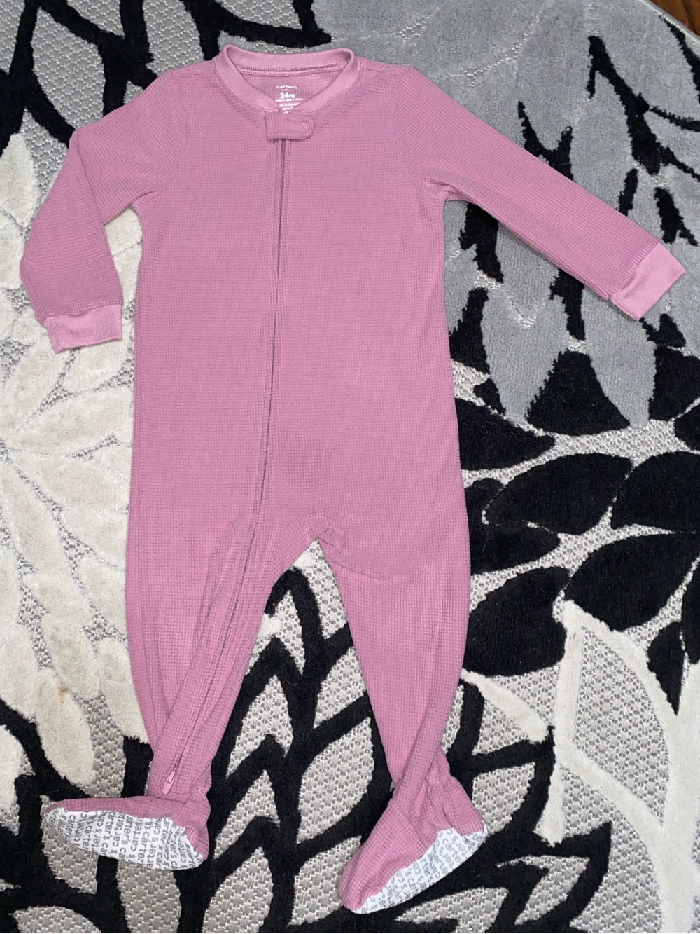 Carter’s Baby Girl 24 Months Purple Fleece Footed Pajama 2 Way Zipper